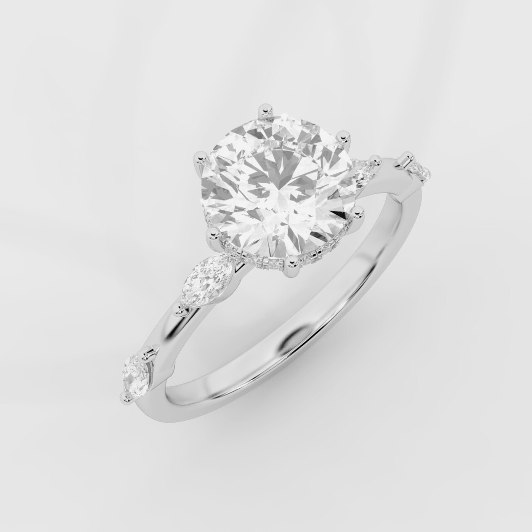 Hidden Halo and Marquise Ring