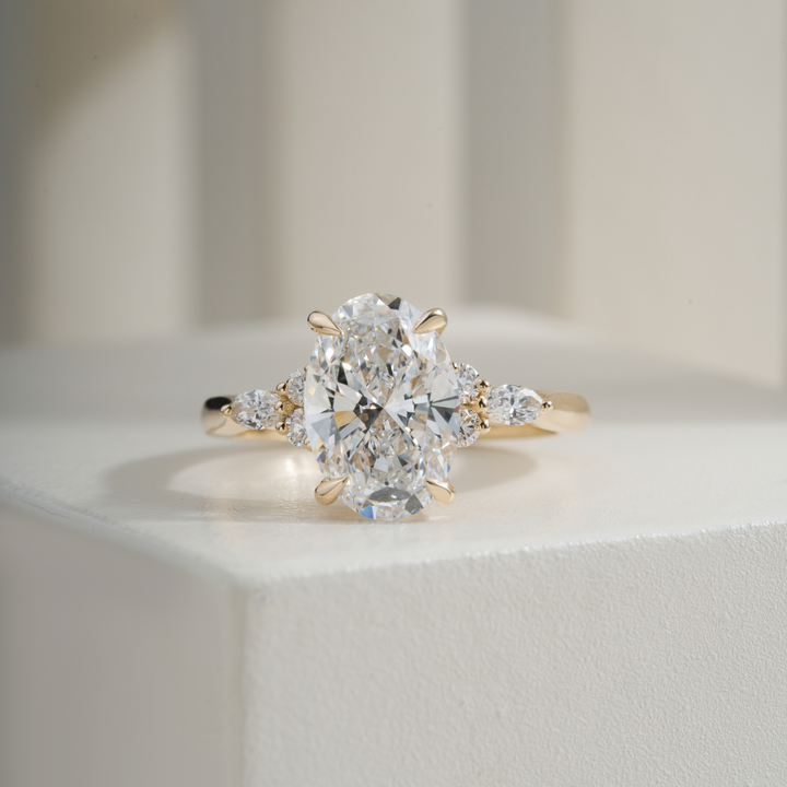 Oval 2.58CT E VVS2 Monique Petite Diamond Cluster Ring