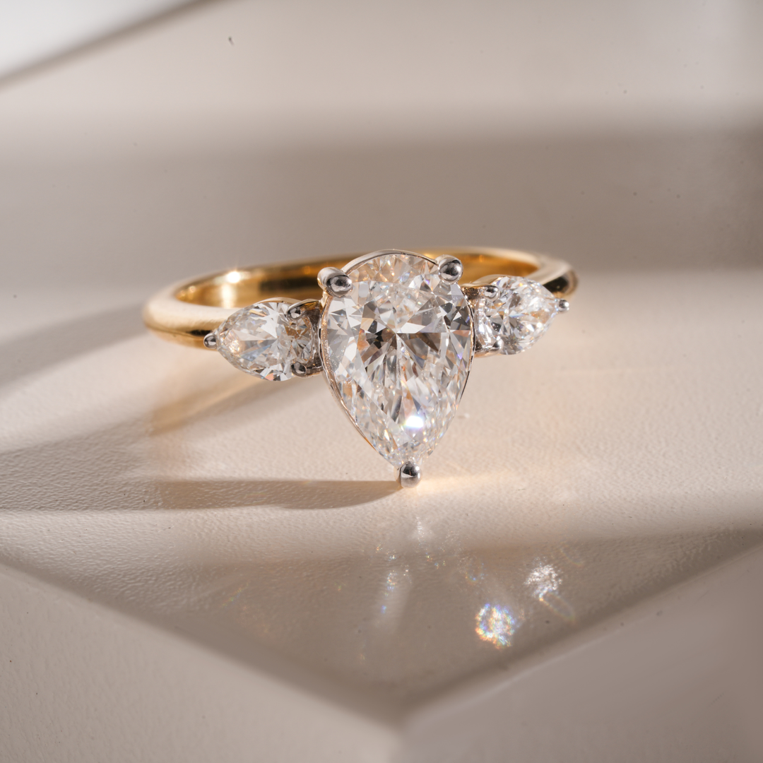 Emily Pear Three Stone Engagement Ring