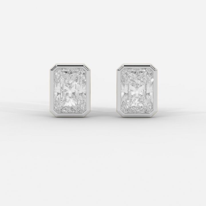 Radiant Cut Bezel Studs