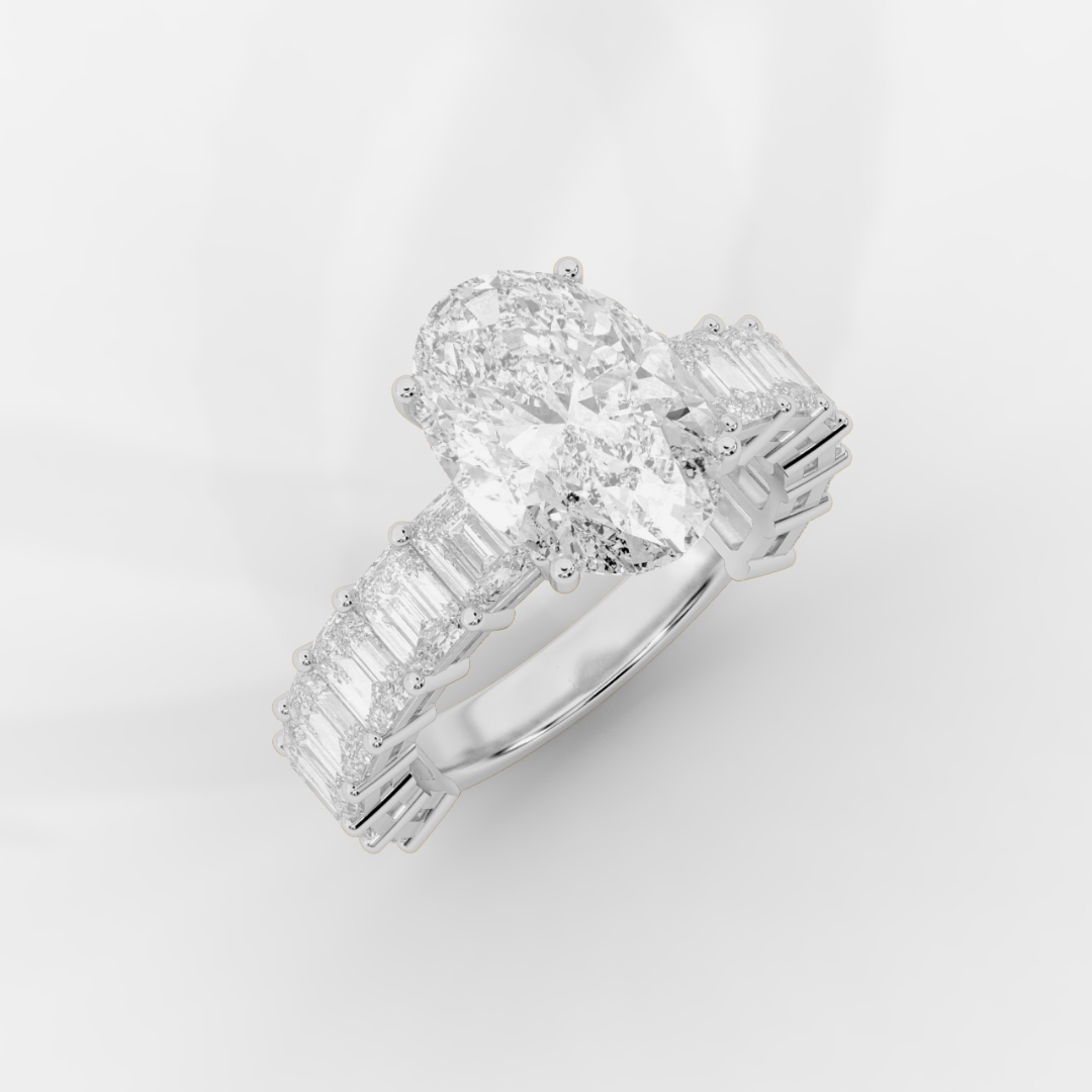 Oval Cut with Emerald Eternity Ring