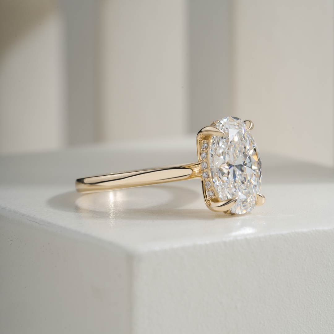 Oval 3.06CT E VVS2 April Hidden Halo Ring Setting