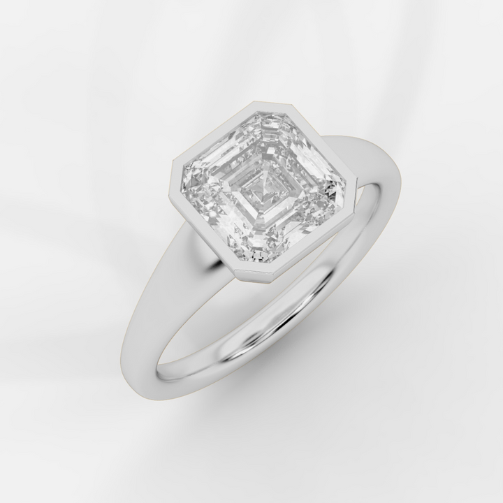 Asscher cut in Bezel with Bold Band Ring