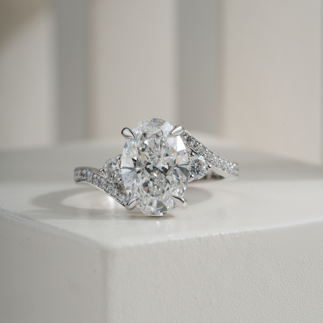 Oval 3.03CT E VVS2 Cheyenne Twisted Ring