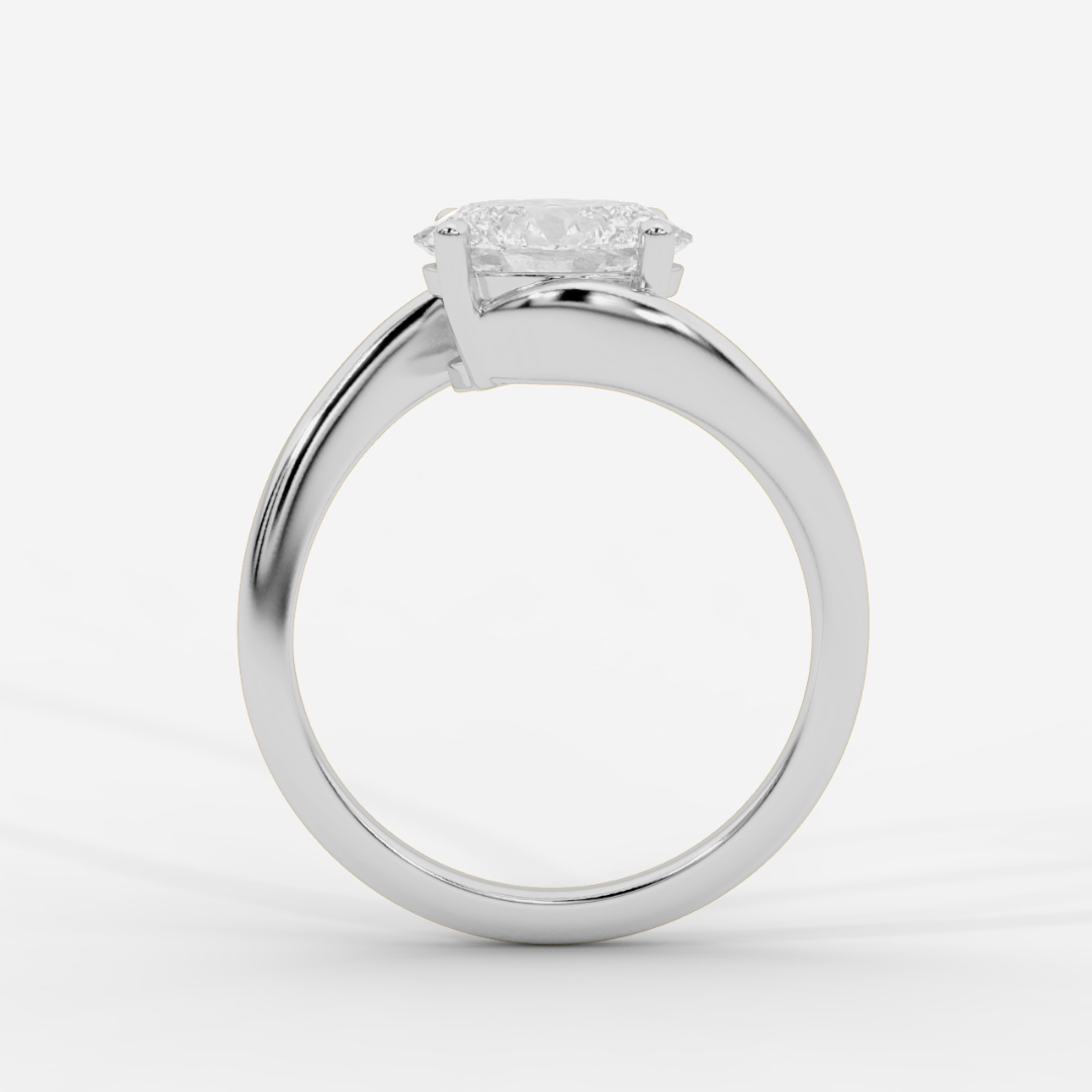Solitaire bypass Oval Ring