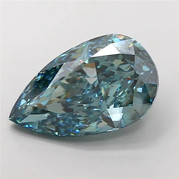5.06ct Pear Lab Grown Diamond (Colour Fancy Vivid Green Blue, Clarity VVS2, IGI Certified)