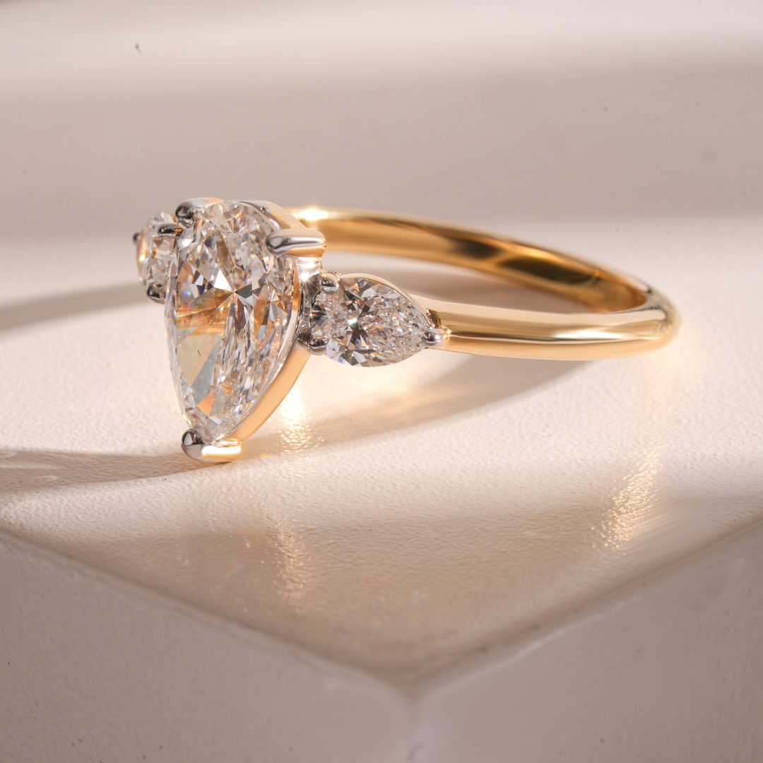 Emily Pear Three Stone Engagement Ring