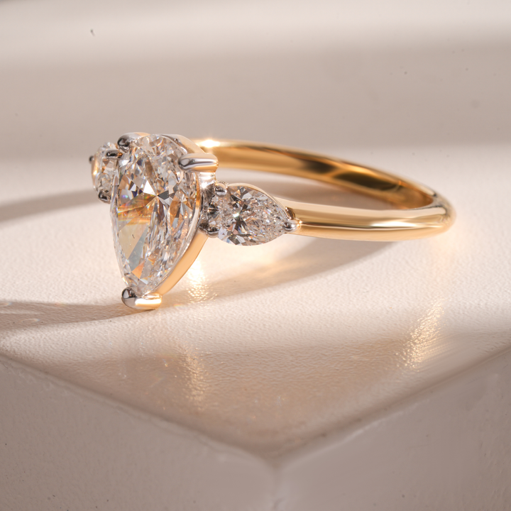 Emily Pear Three Stone Engagement Ring
