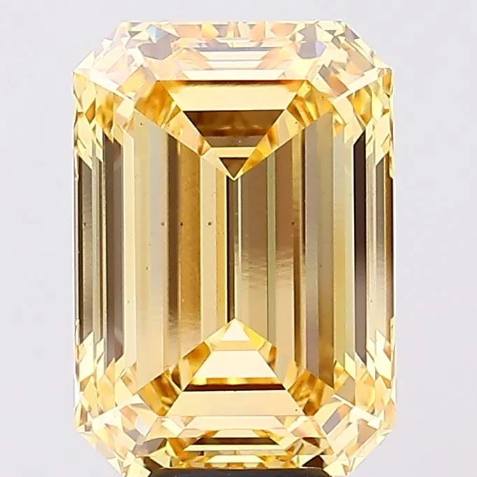 9.93ct Emerald Lab Grown Diamond (Colour Fancy Intense Orangey Yellow, Clarity VS1, IGI Certified)