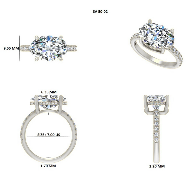 CUSTOM Oval Oval 5.01 E VS1 LAB DIAMOND Ring in White Gold