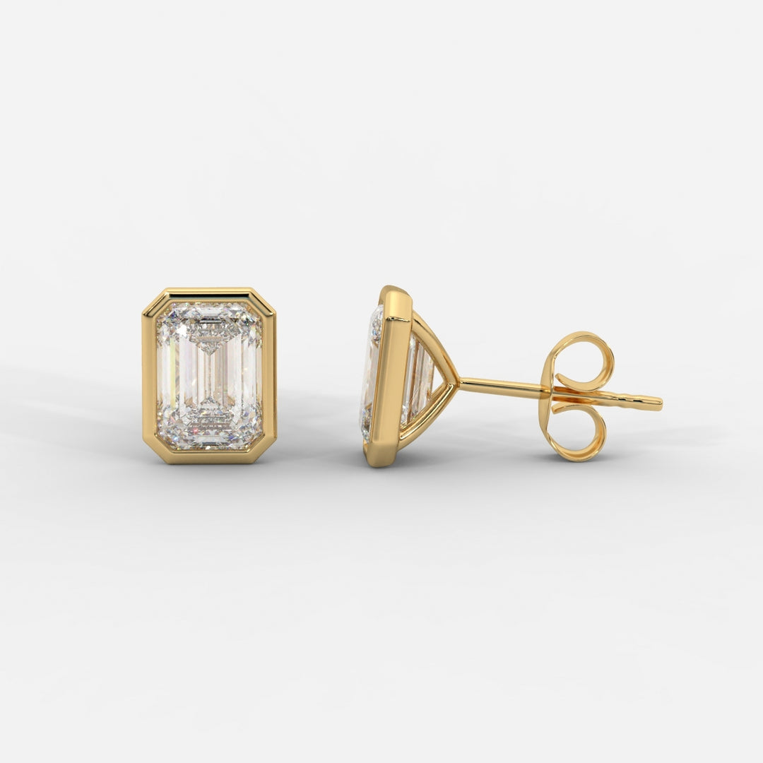 Emerald Cut Bezel Studs