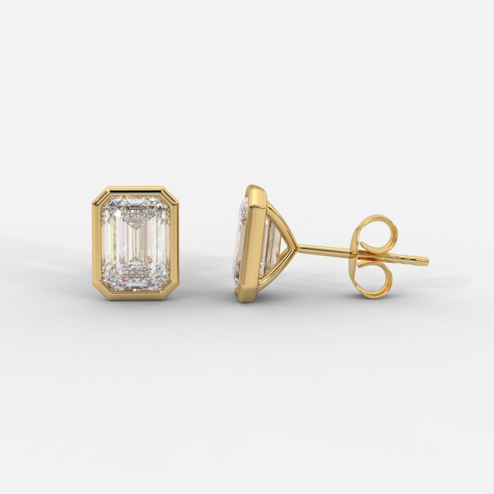 Emerald Cut Bezel Studs
