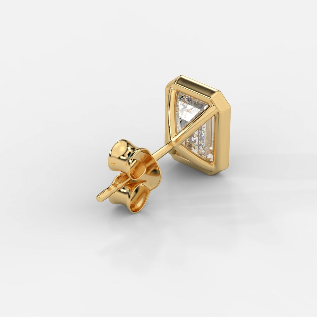 Emerald Cut Bezel Studs