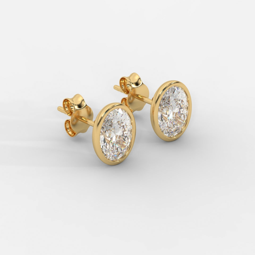 Oval Cut Bezel Studs