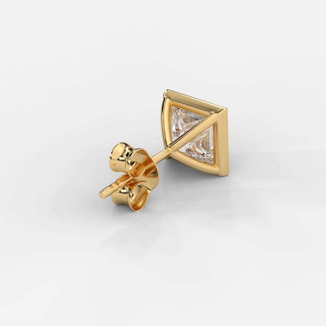 Princess Cut Bezel Studs