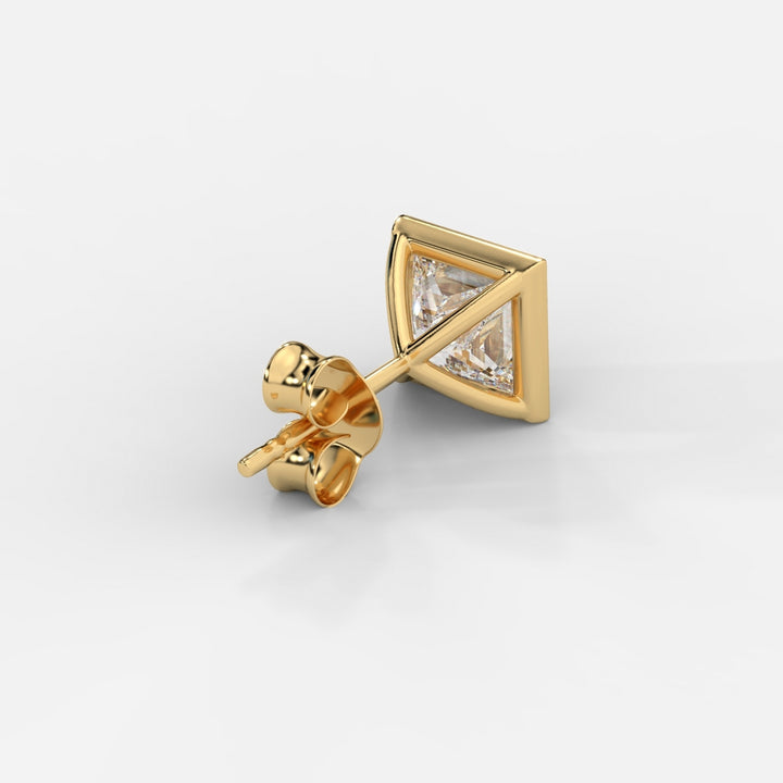Princess Cut Bezel Studs
