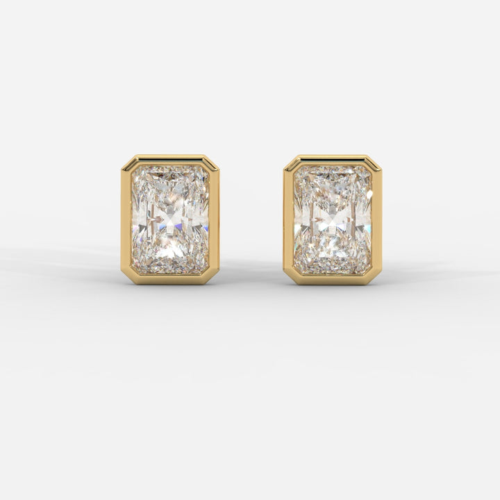 Radiant Cut Bezel Studs