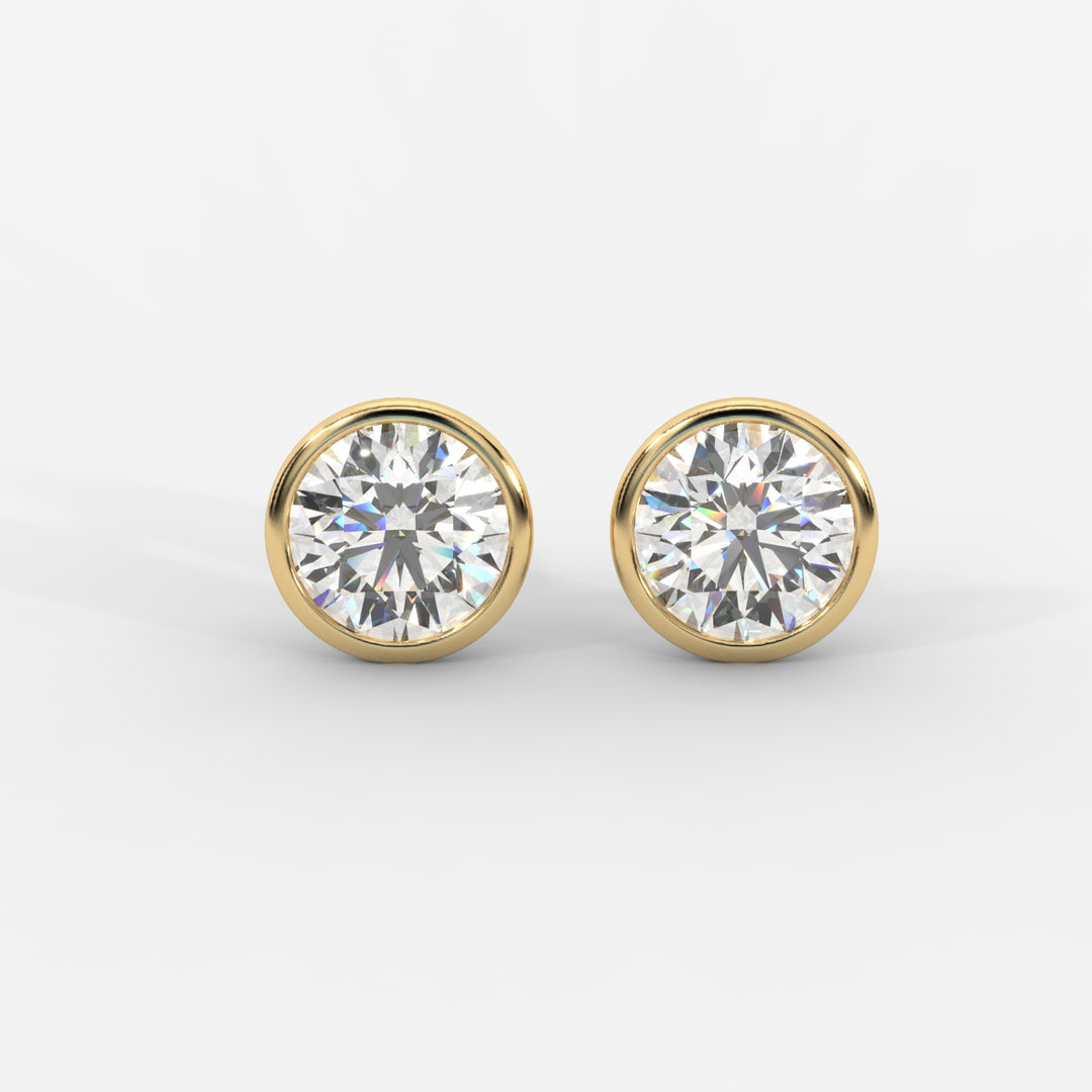 Round Cut Bezel Studs