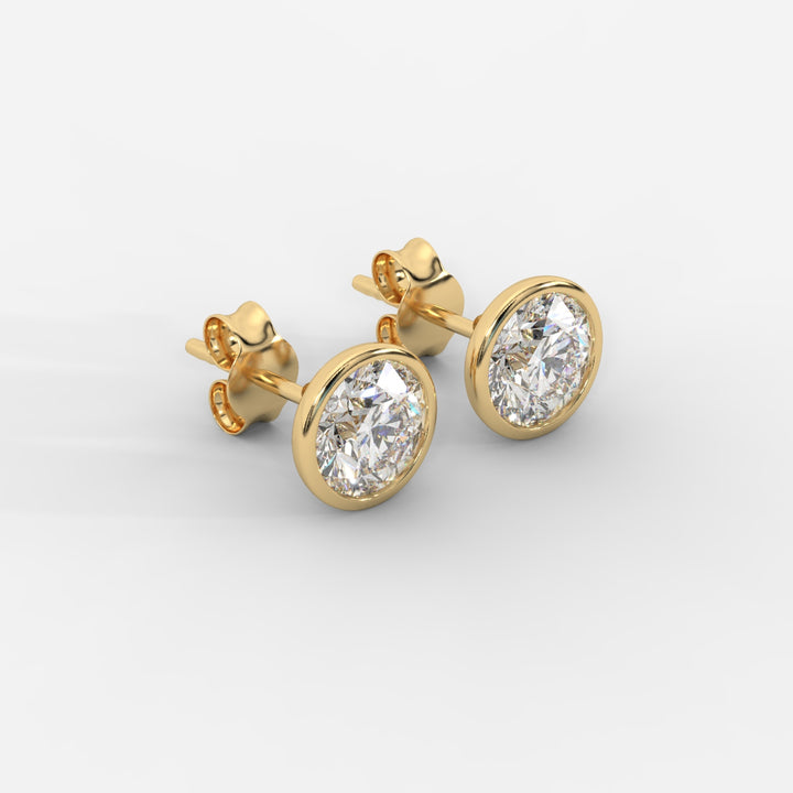 Round Cut Bezel Studs