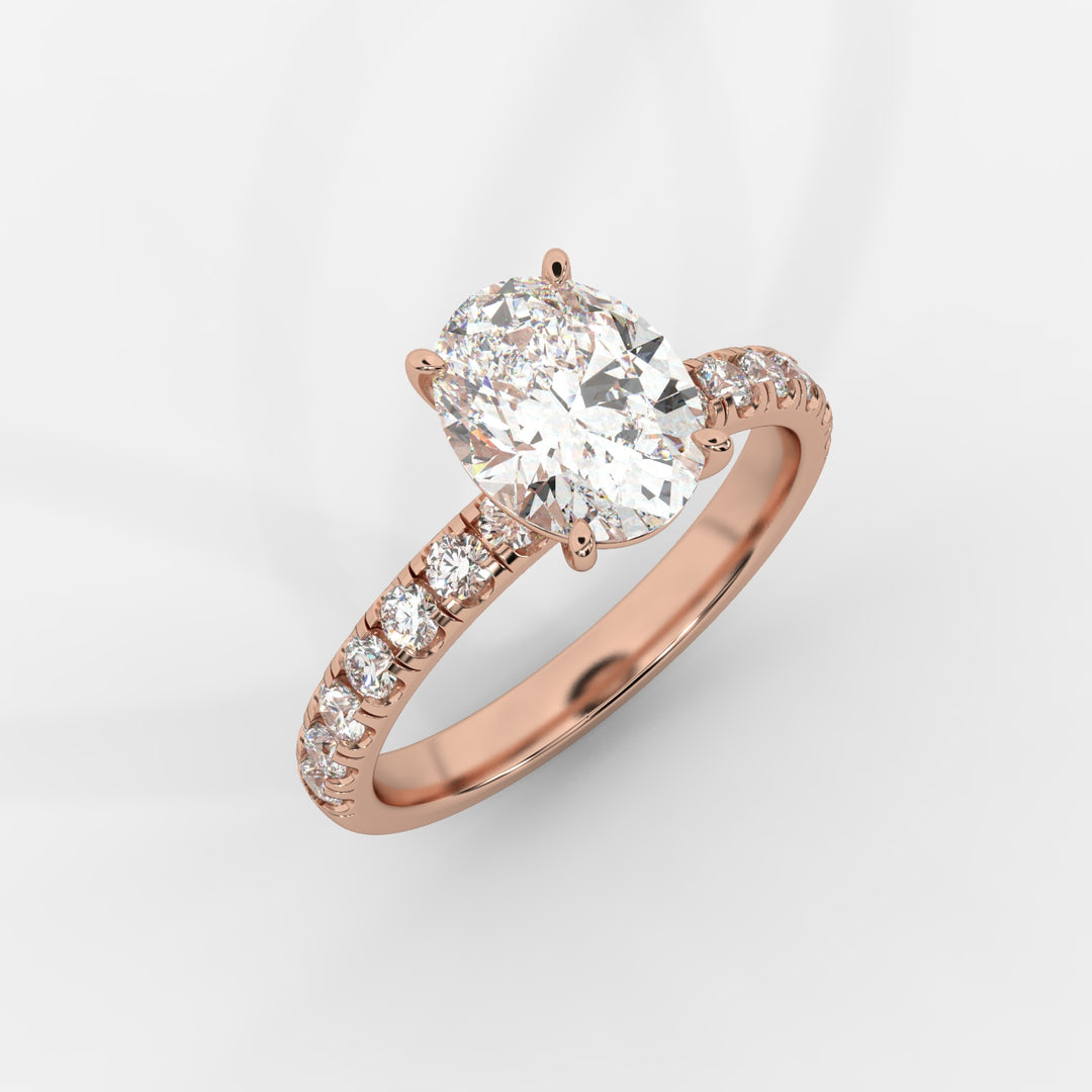 Oval with Pave Ring in Rose Gold