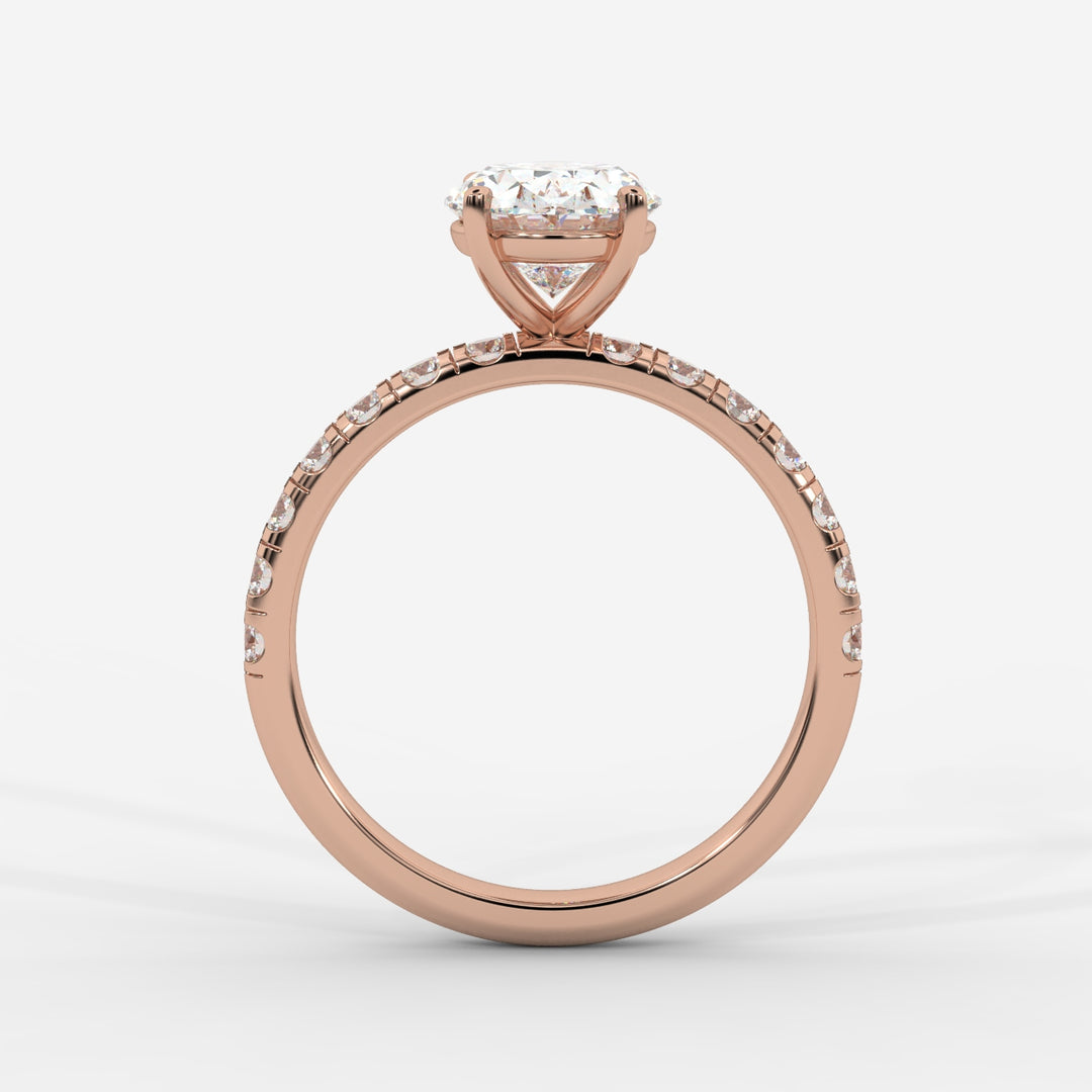 Oval with Pave Ring in Rose Gold