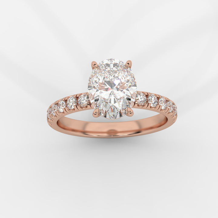 Oval with Pave Ring in Rose Gold