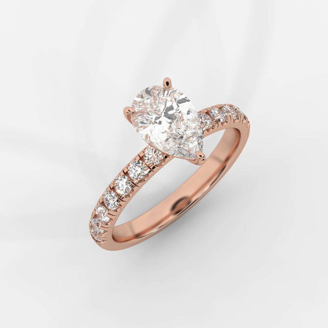 Pear with Pave Ring in Rose Gold