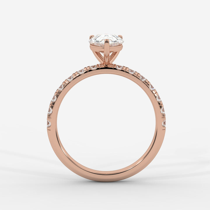 Pear with Pave Ring in Rose Gold