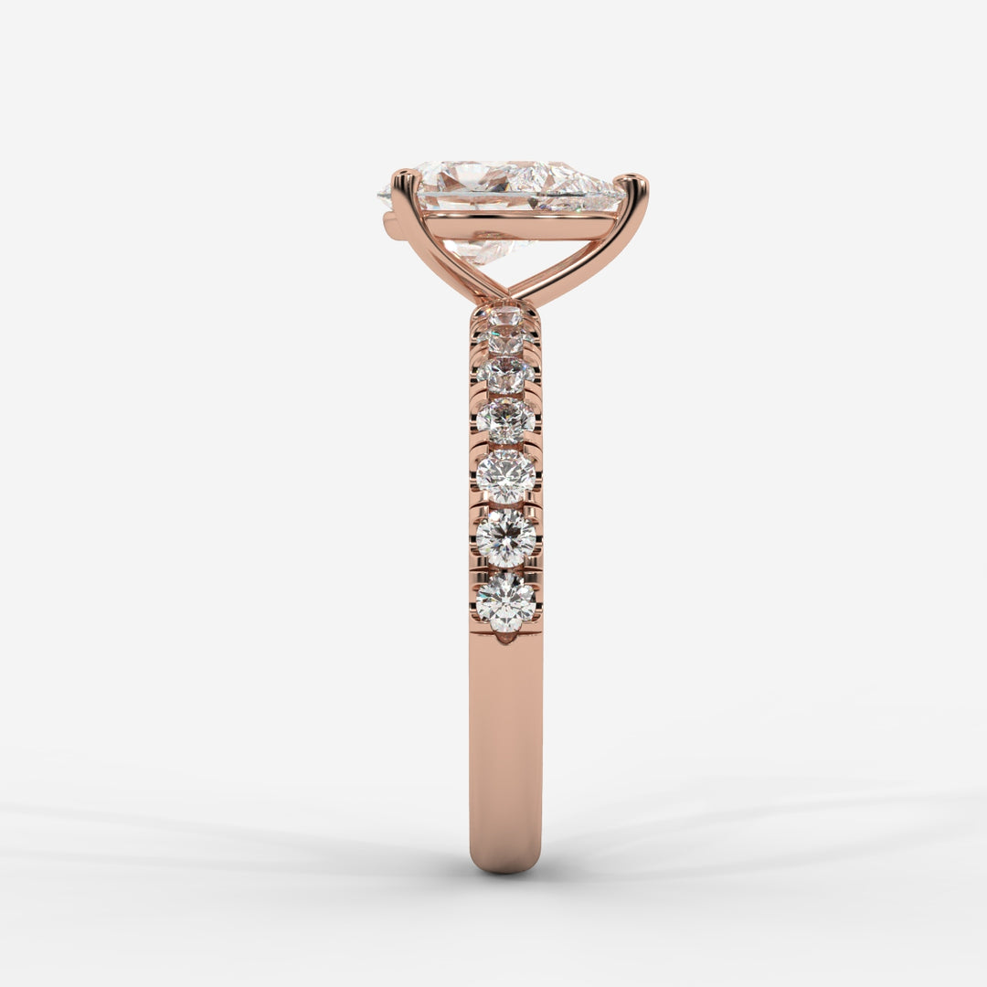 Pear with Pave Ring in Rose Gold