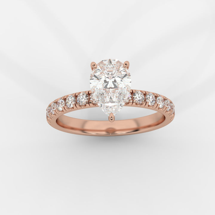 Pear with Pave Ring in Rose Gold