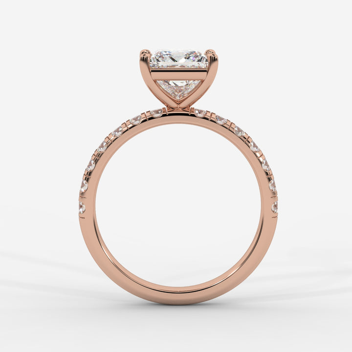 Princess with Pave Ring in Rose Gold