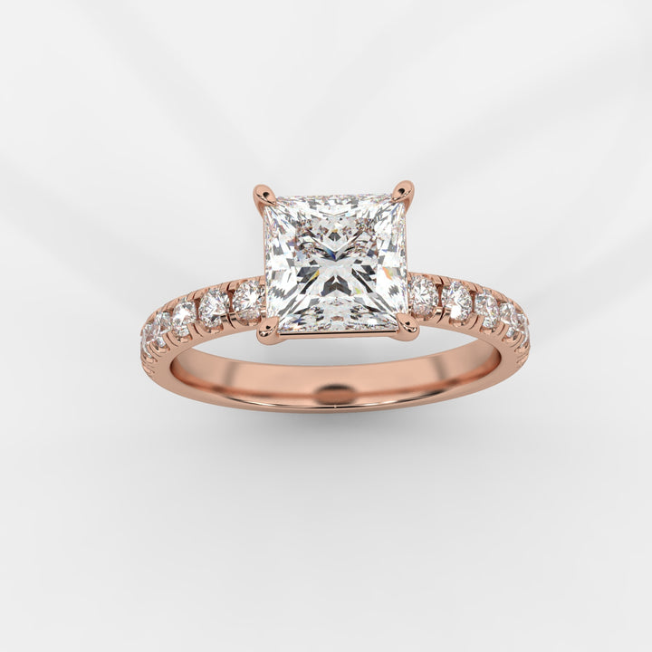 Princess with Pave Ring in Rose Gold