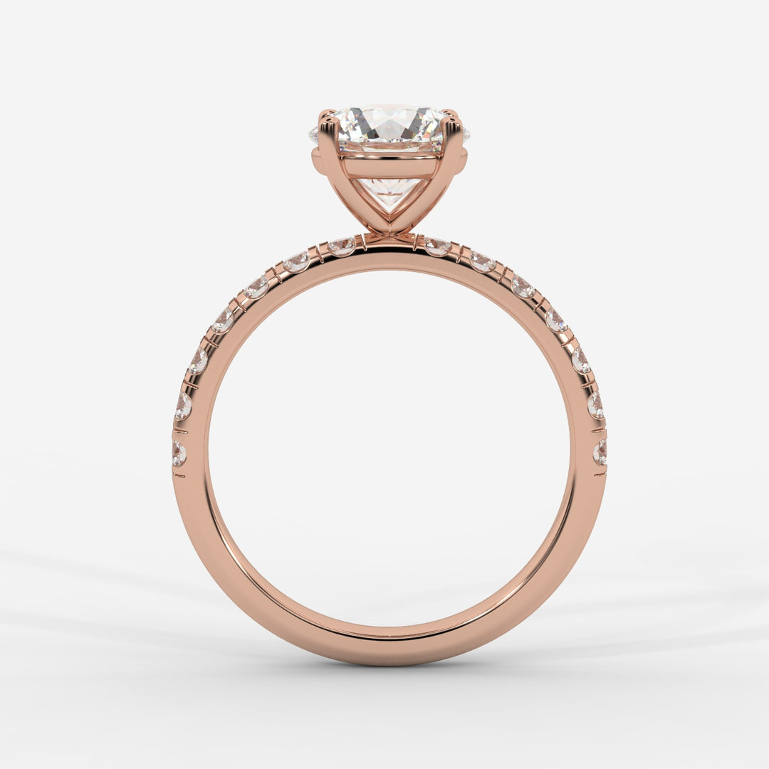 Round with Pave Ring in Rose Gold