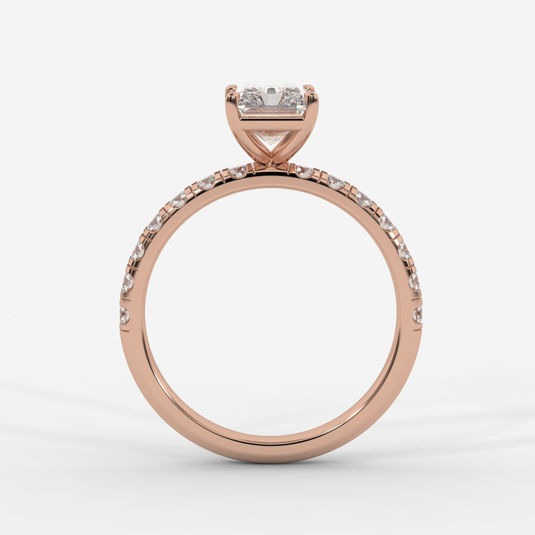 Radiant with Pave Ring in Rose Gold