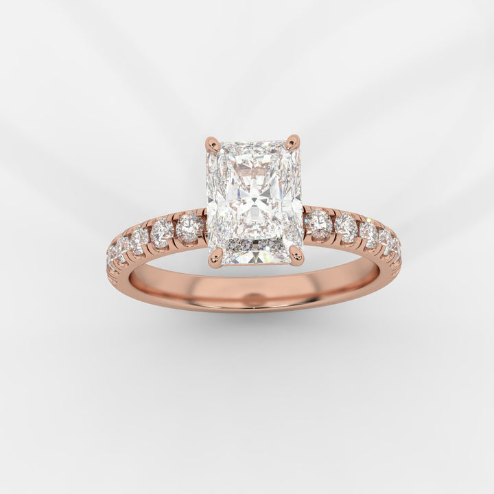 Radiant with Pave Ring in Rose Gold