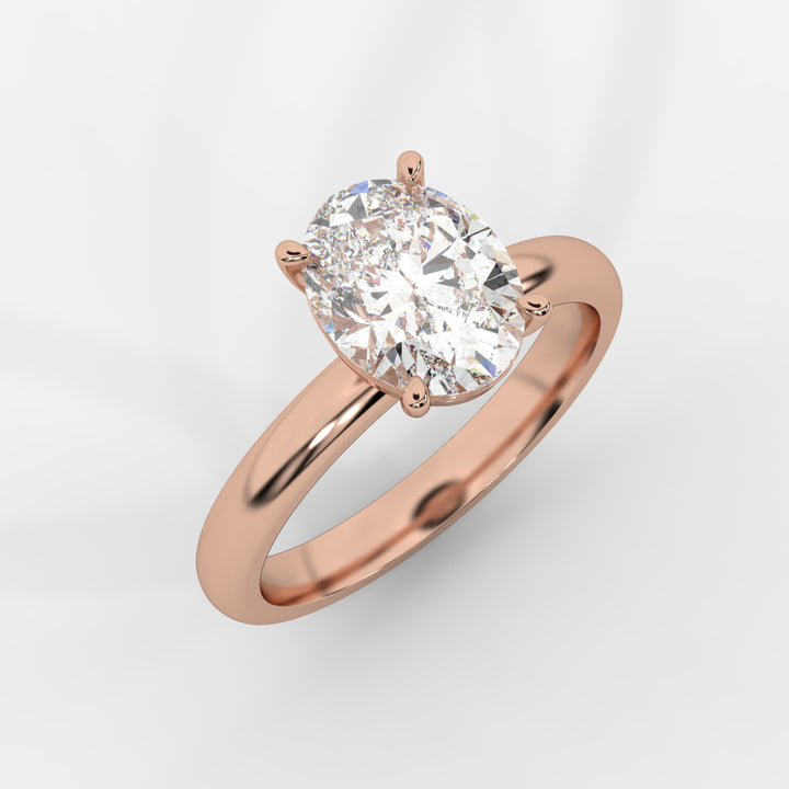 Solitaire Oval Ring in Rose Gold