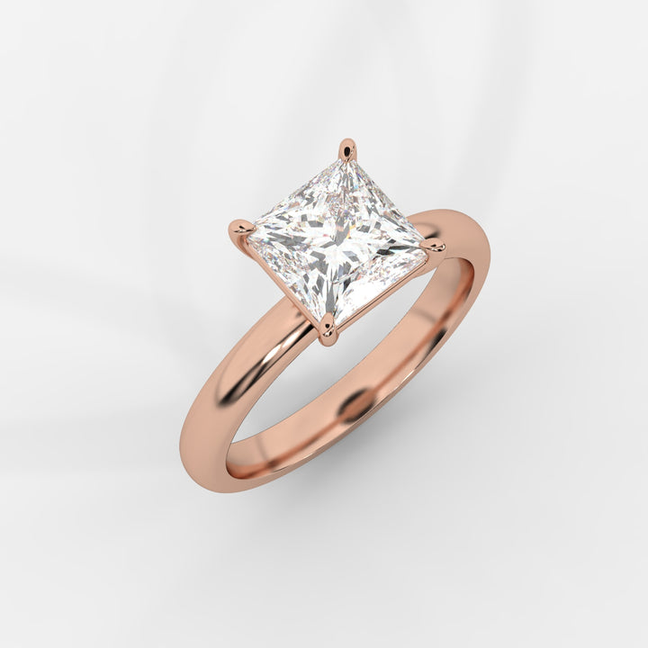 Solitaire Princess Ring in Rose Gold