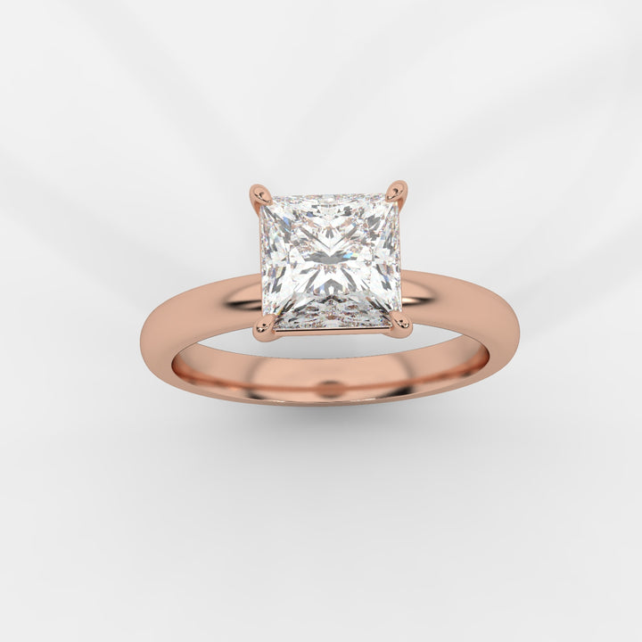 Solitaire Princess Ring in Rose Gold