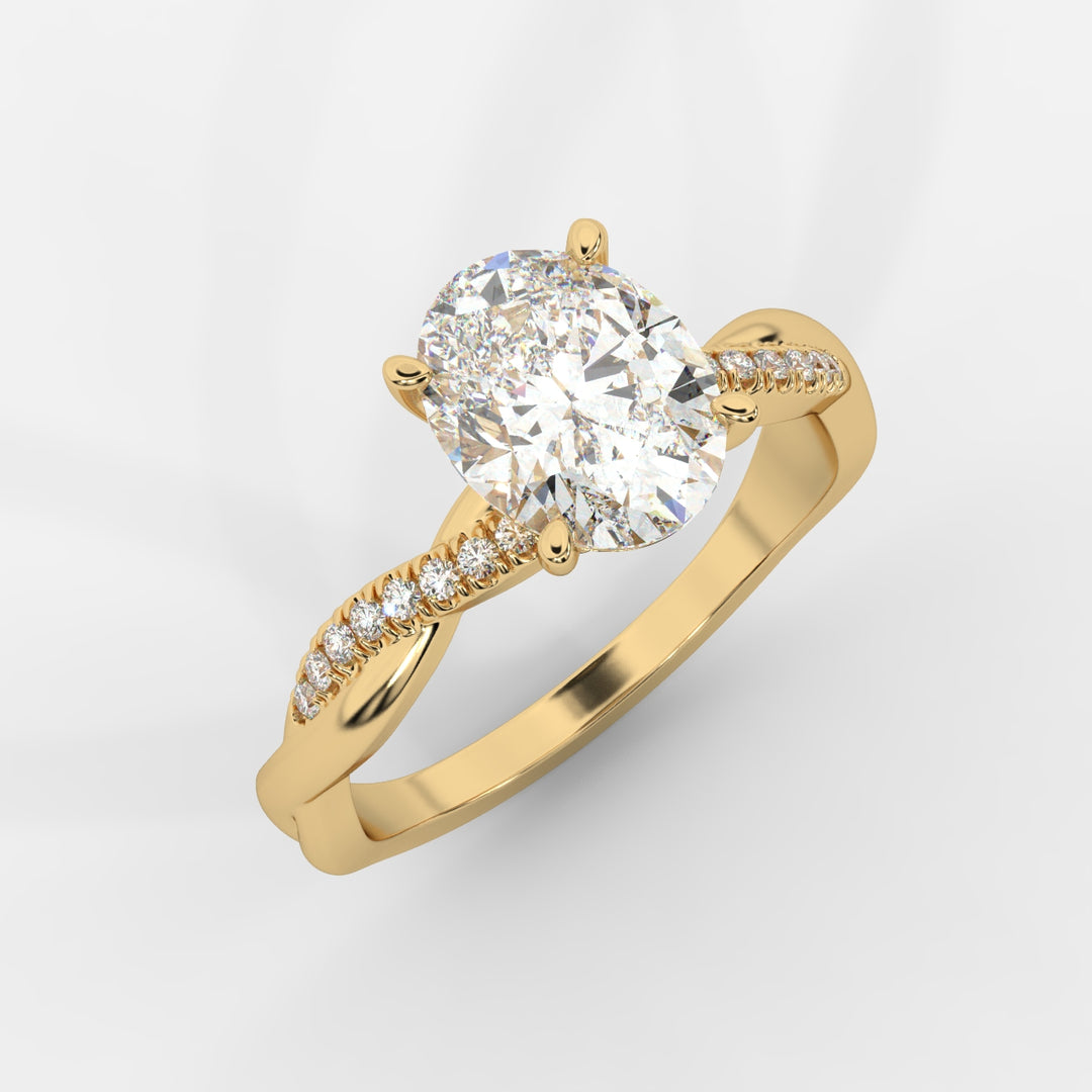 Twist Shank Oval Diamond Ring