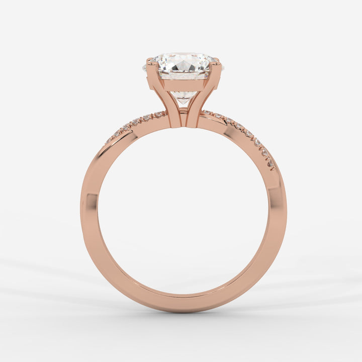 Twist Shank Round Diamond Ring in Rose Gold