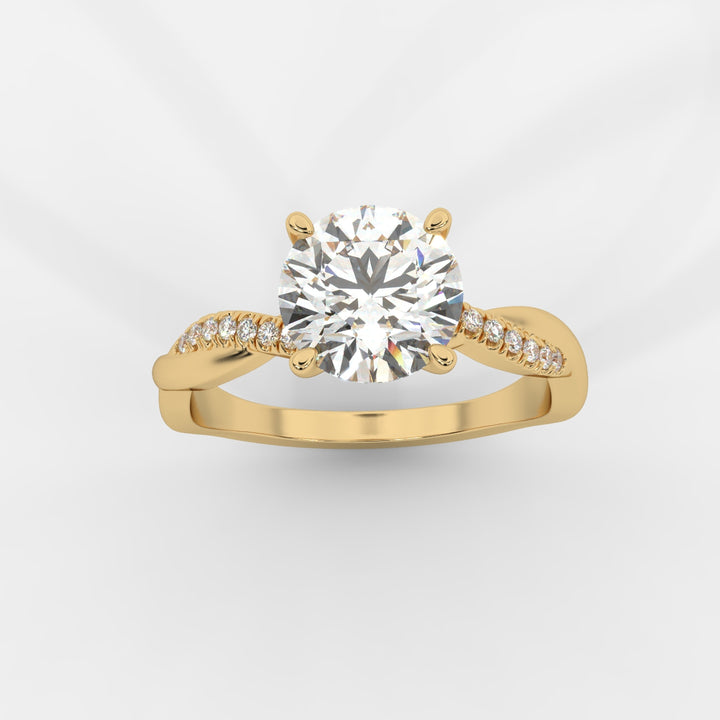 Twist Shank Round Diamond Ring