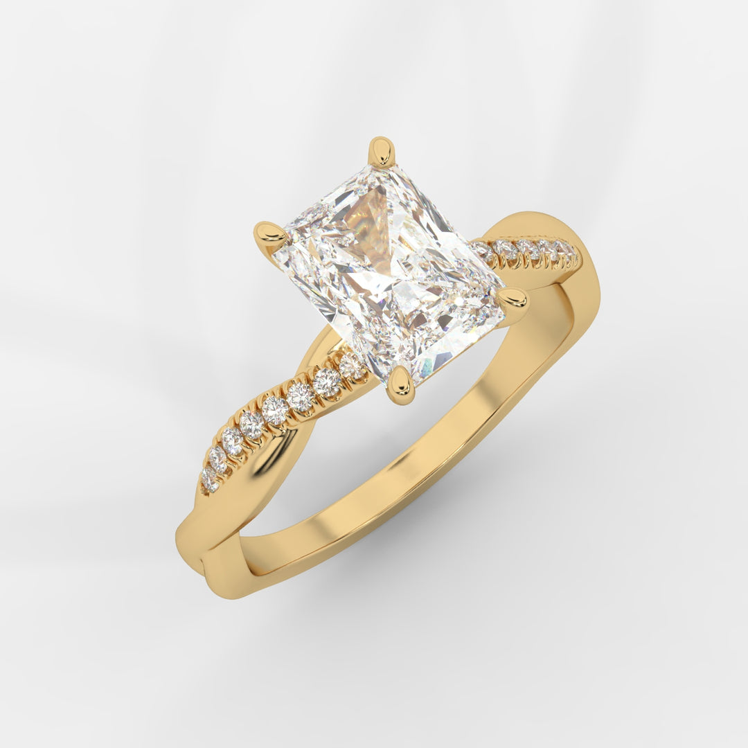 Twist Shank Radiant Diamond Ring