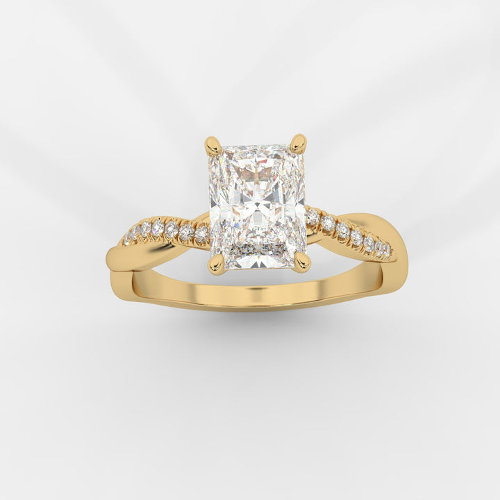 Twist Shank Radiant Diamond Ring