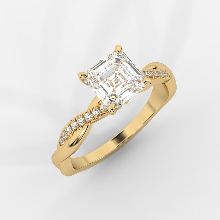 Twist Shank Asscher Diamond Ring