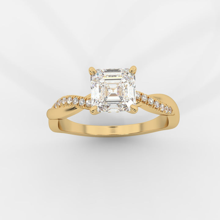 Twist Shank Asscher Diamond Ring