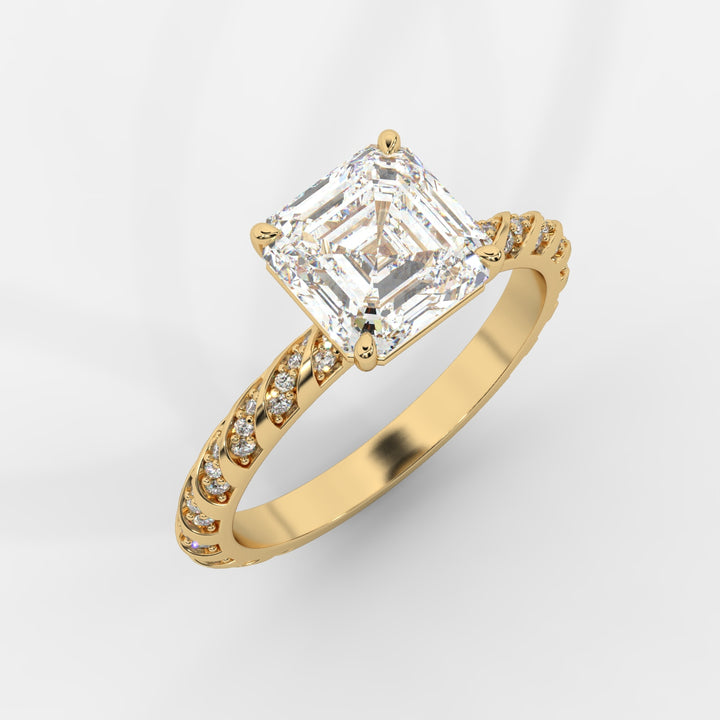Asscher Cut with Twisted Pave Band Ring