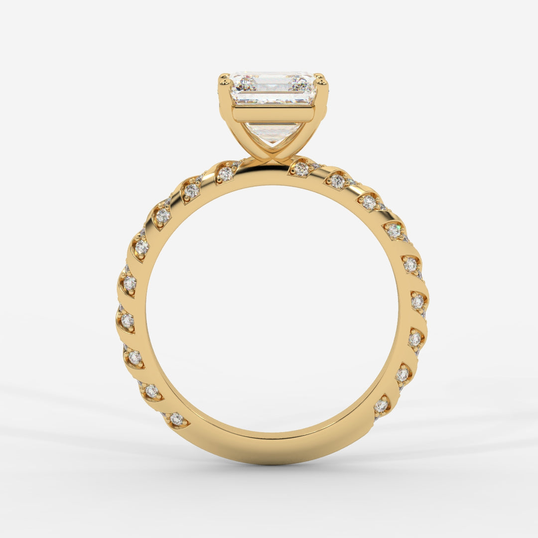 Asscher Cut with Twisted Pave Band Ring