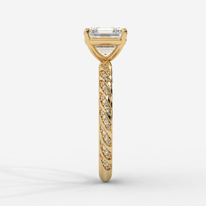 Asscher Cut with Twisted Pave Band Ring