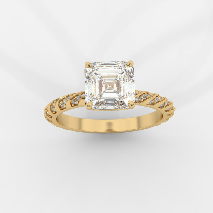 Asscher Cut with Twisted Pave Band Ring