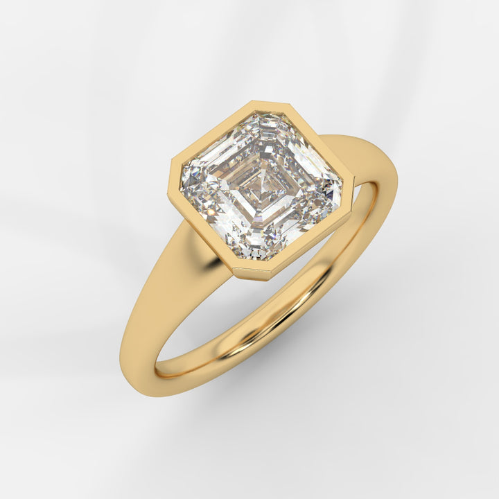 Asscher cut in Bezel with Bold Band Ring